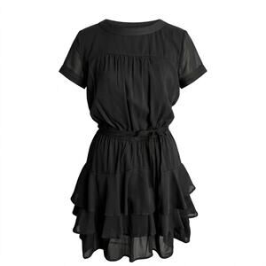 Converse One Star Black Tiered Ruffle Mini Dress Short Sleeve Size M